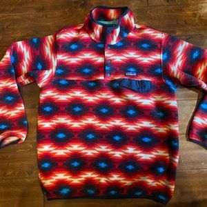 Patagonia Synchilla snap T fleece pullover women’s medium EUC red wild desert